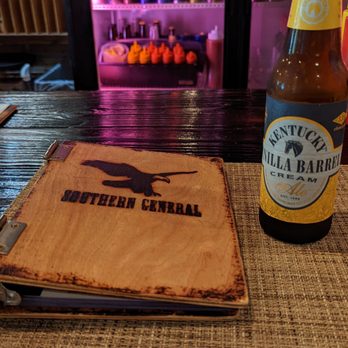 The Southern General - Beer and the wooden menu "book" - Burgers Near Me - Johns Island, South Carolina The Southern General - Beer and the wooden menu "book" - Burgers Near Me - Johns Island, South Carolina