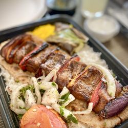 Sabzee Mediterranean Market - Shish Kobob and wine (from Coral Tree)