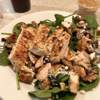 TJ's Restaurant & Pizza - Spinach salad with grilled chicken added on - Pizza Near Me - Old Saybrook, Connecticut TJ's Restaurant & Pizza - Spinach salad with grilled chicken added on - Pizza Near Me - Old Saybrook, Connecticut