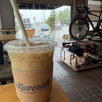 Maverick Coffee - Iced vanilla latte with oat milk - Bikes Near Me - Whittier, California