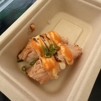 Babadi Sushi - seared salmon nigiri - Food Delivery Services Near Me - Kahuku , Hawaii Babadi Sushi - seared salmon nigiri - Food Delivery Services Near Me - Kahuku , Hawaii