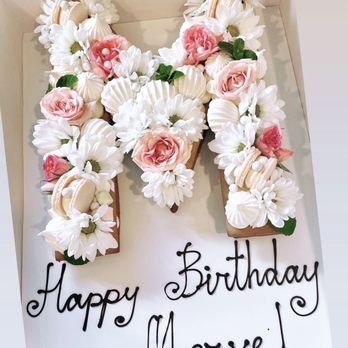 Macarons by Mila Pastry - Letter "M" Cookie Cake - Custom Cakes Near Me Macarons by Mila Pastry - Letter "M" Cookie Cake - Custom Cakes Near Me