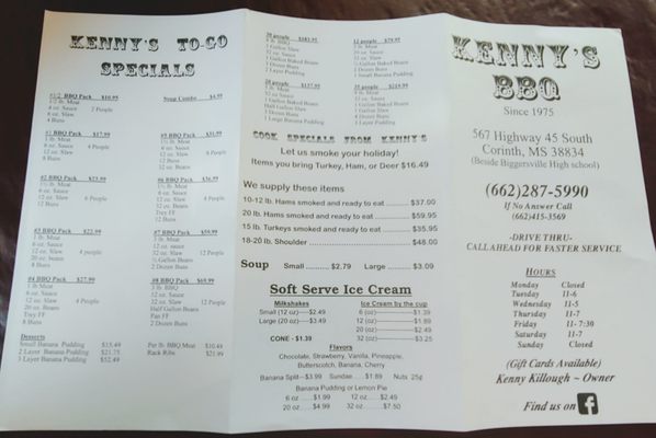 Menu photo 2 Kenny's Barbecue Corinth, MS Menu photo 2 Kenny's Barbecue Corinth, MS
