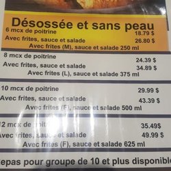 Poulet Frit Maniaque - Menu