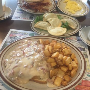 Scotrun Diner - Top to bottom: 222 special (2 pancakes, 2 eggs, 2 choice of meat) Pierogis Chipped beef on white toast - Diners Near Me - Scotrun, Pennsylvania Scotrun Diner - Top to bottom: 222 special (2 pancakes, 2 eggs, 2 choice of meat) Pierogis Chipped beef on white toast - Diners Near Me - Scotrun, Pennsylvania