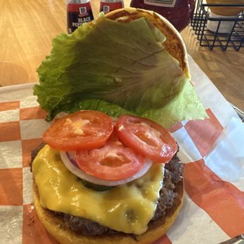 Smashburger - Classic burger.  Fresh and vegetables on it - Burgers Near Me - Waterford, Connecticut