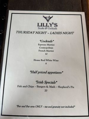 Menu photo 2 Lilly's Steaks & Cocktails Windham, NY
