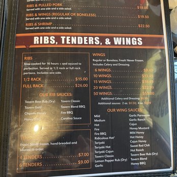 The Carolina Tavern - the menu of the restaurant - Barbeque Near Me - Port Royal, South Carolina