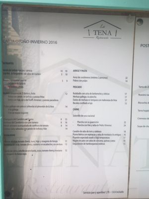 Menu photo 1 La Tena Madrid, M