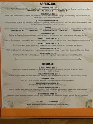 Menu photo 8 Peruvian Ceviches + Bar Palmetto Bay , FL Menu photo 8 Peruvian Ceviches + Bar Palmetto Bay , FL
