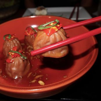Bao Brewhouse - The Kobe Beef Dumplings were made with ground Kobe beef, crispy onions, scallion, furikake seasoning, & miso Mongolian sauce. - Dim Sum Near Me - Denver, Colorado Bao Brewhouse - The Kobe Beef Dumplings were made with ground Kobe beef, crispy onions, scallion, furikake seasoning, & miso Mongolian sauce. - Dim Sum Near Me - Denver, Colorado
