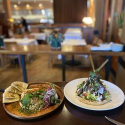 Insalata's - Mezze Plate and Grilled Lamb on House-made Grilled Flatbread