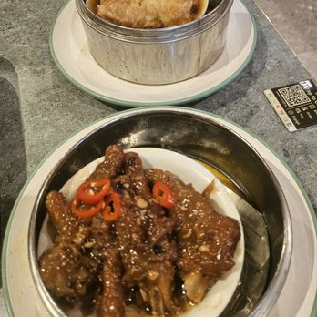Tim Ho Wan - Steamed Bean Curd filled with Shrimp, Meat and  Vegetable,  Braised Chicken Feet with Black Bean Sauce. - Dim Sum Near Me - Irvine, California