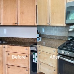 Cincinnati Kitchens - Before and after the backsplash installation.