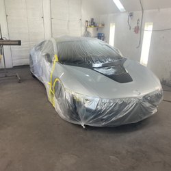 Advanced Auto Body - Before and after of a BMW i8 supercar.