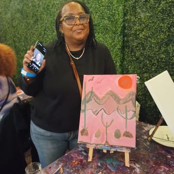 Paint N Pour - Ltasha and her drawing - Paint & Sip Near Me - New York, New York Paint N Pour - Ltasha and her drawing - Paint & Sip Near Me - New York, New York