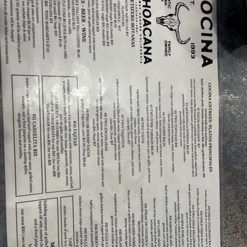 Cocina Michoacana - Menu other side - Mexican Near Me - Sonora, California
