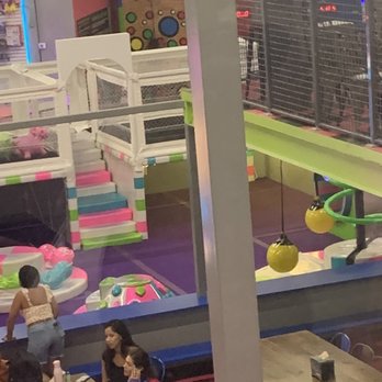 Flying Squirrel - You from upstairs party room overlooking first floor of facility - Trampoline Parks Near Me - Weston, Florida