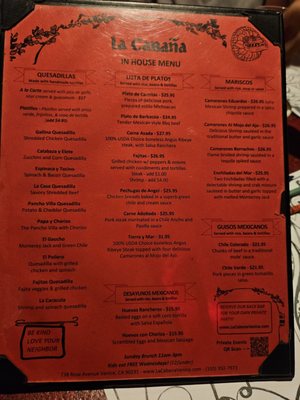 Menu photo 4 La Cabana Venice, CA Menu photo 4 La Cabana Venice, CA