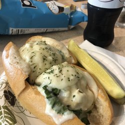 Gourmet Deli at Palm Harbor Marina - Tuna melt with provolone cheese on a sub roll. Yum!