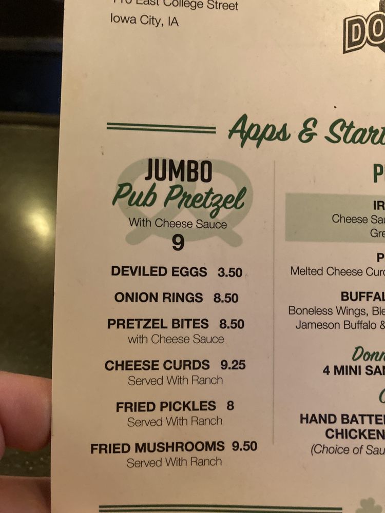 DONNELLY’S PUB Updated October 2024 59 Photos & 103 Reviews 110 E College St, Iowa City
