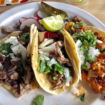 El Charro Mexican Store - Carne Asada Tocos and the one on the right is Tacos al Pastor. Amazing and $2 each! - Mexican Near Me - Harrisburg, Pennsylvania