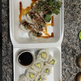 Avocado roll & veggie roll. Avocado roll & veggie roll.