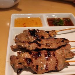 Moo ping (pork satay) - one of the street food specials Moo ping (pork satay) - one of the street food specials