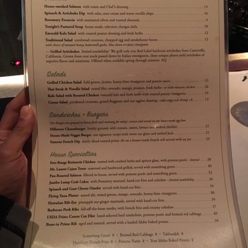 Hillstone - Dinner Menu - New American Near Me - San Francisco, California