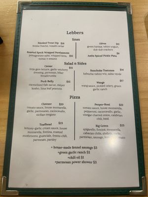 Menu photo 1 Lebber's Pizza Atascadero, CA Menu photo 1 Lebber's Pizza Atascadero, CA