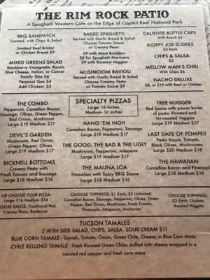 Menu photo 2 The Rim Rock Restaurant Torrey, UT Menu photo 2 The Rim Rock Restaurant Torrey, UT