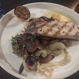 Grilled Mahi Mahi with puréed artichoke, baby potatoes, and cippollini onions. Out of this world. Grilled Mahi Mahi with puréed artichoke, baby potatoes, and cippollini onions. Out of this world.