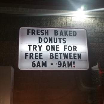 Speedway - a sign that reads fresh baked donuts try one for free between 6am - 9am - Gas Stations Near Me - Sandusky, Ohio