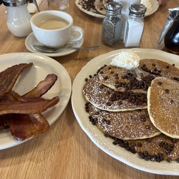Original Pancake House - Chocolate chip pancakes and side of bacon - Breakfast & Brunch Near Me - Buffalo, New York