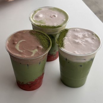 DAMO - strawberry matcha w/ chocolate cream top, strawberry matcha w/ strawberry cream top, and matcha with strawberry cream top. - Coffee & Tea Near Me - Los Angeles, California DAMO - strawberry matcha w/ chocolate cream top, strawberry matcha w/ strawberry cream top, and matcha with strawberry cream top. - Coffee & Tea Near Me - Los Angeles, California