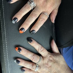 My Halloween nails so happy with them. I won't go anywhere else. My Halloween nails so happy with them. I won't go anywhere else.