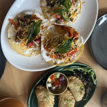 Arom Dee Thai - Curry Puff and Thai Basil Tostada - Thai Near Me - Brooklyn, New York Arom Dee Thai - Curry Puff and Thai Basil Tostada - Thai Near Me - Brooklyn, New York
