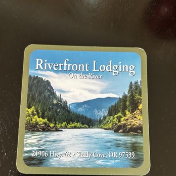 Riverfront Lodging - Souvenir coaster from room. - Hotels Near Me - Shady Cove, Oregon Riverfront Lodging - Souvenir coaster from room. - Hotels Near Me - Shady Cove, Oregon