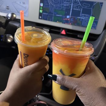 Dutch Bros Coffee - Pineapple mango smoothie with a strawberry float top. - Juice Bars & Smoothies Near Me - Beaumont, California Dutch Bros Coffee - Pineapple mango smoothie with a strawberry float top. - Juice Bars & Smoothies Near Me - Beaumont, California