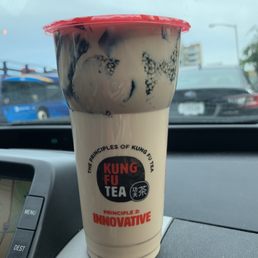 Taro Milk Tea with herbal jelly