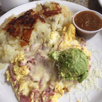 Carolyn's Cafe - California scramble with turkey bacon and homestyle potatoes - Breakfast & Brunch Near Me - Redlands, California Carolyn's Cafe - California scramble with turkey bacon and homestyle potatoes - Breakfast & Brunch Near Me - Redlands, California