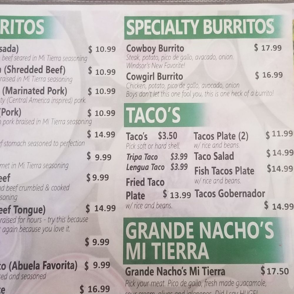 Mi Tierra - Menu - Mexican Near Me - Cheyenne, Wyoming Mi Tierra - Menu - Mexican Near Me - Cheyenne, Wyoming