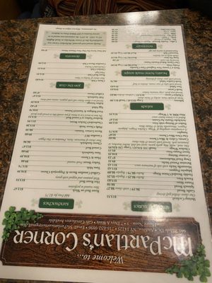 Menu photo 3 McPartlan's Corner Buffalo, NY