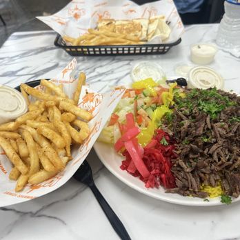 Jawdi Grill - Beef Shawarma platter with fries - Middle Eastern Near Me - Carmel, Indiana