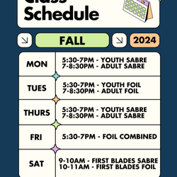 Fall Schedule starts Sept 1, 2024