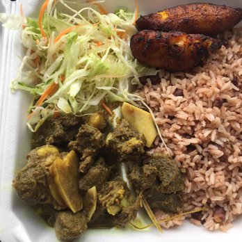 Francisco's Restaurant - Curry goat, coconut rice, veg, and plantains - Caribbean Near Me - Rochester, Minnesota