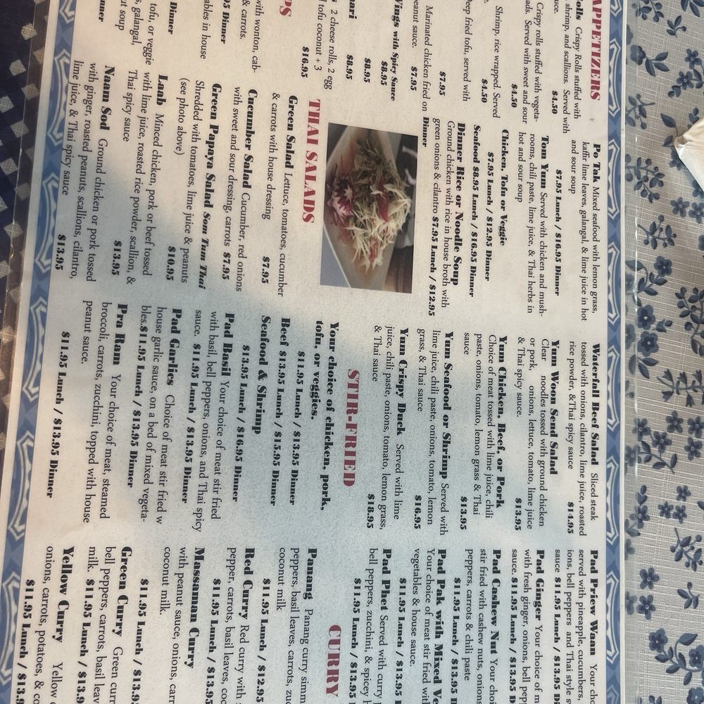 Mee Thai Restaurant - The menu with lunch and dinner prices - Thai Near Me - Orlando, Florida