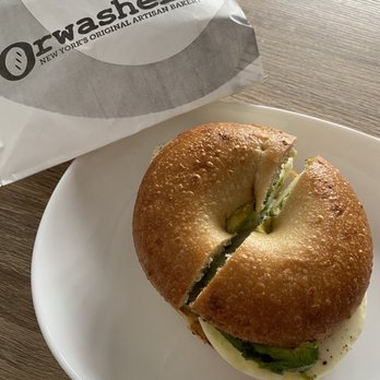 Orwashers - Green Eggs - with avocado, eggs and cheese ($8.50 excl. tax) - Cafes Near Me - New York, New York