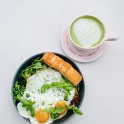 Parakeet Cafe - Del Mar - Power Bowl w/ Salmon and Mushroom Matcha Latte