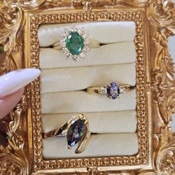 Mario's Jewelry - 14k yellow gold 1.29 ct emerald oval and .82ctw diamond
18k yellow gold ring Tanzanite with .20tw diamonds
14k gold mystic topaz and dia